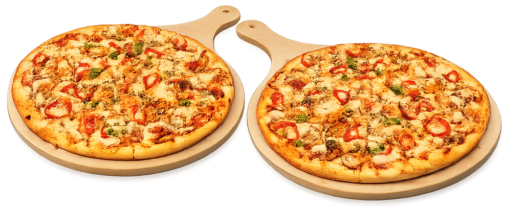 Captain's Island famous pizzas on wooden boards