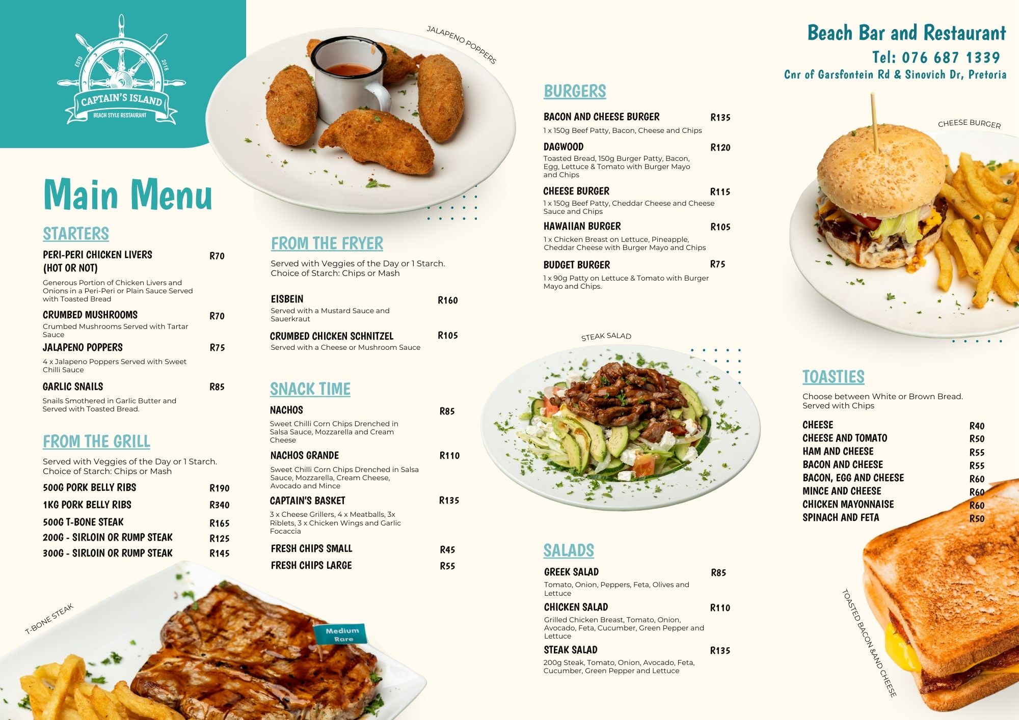 Captain's Island menu page 1