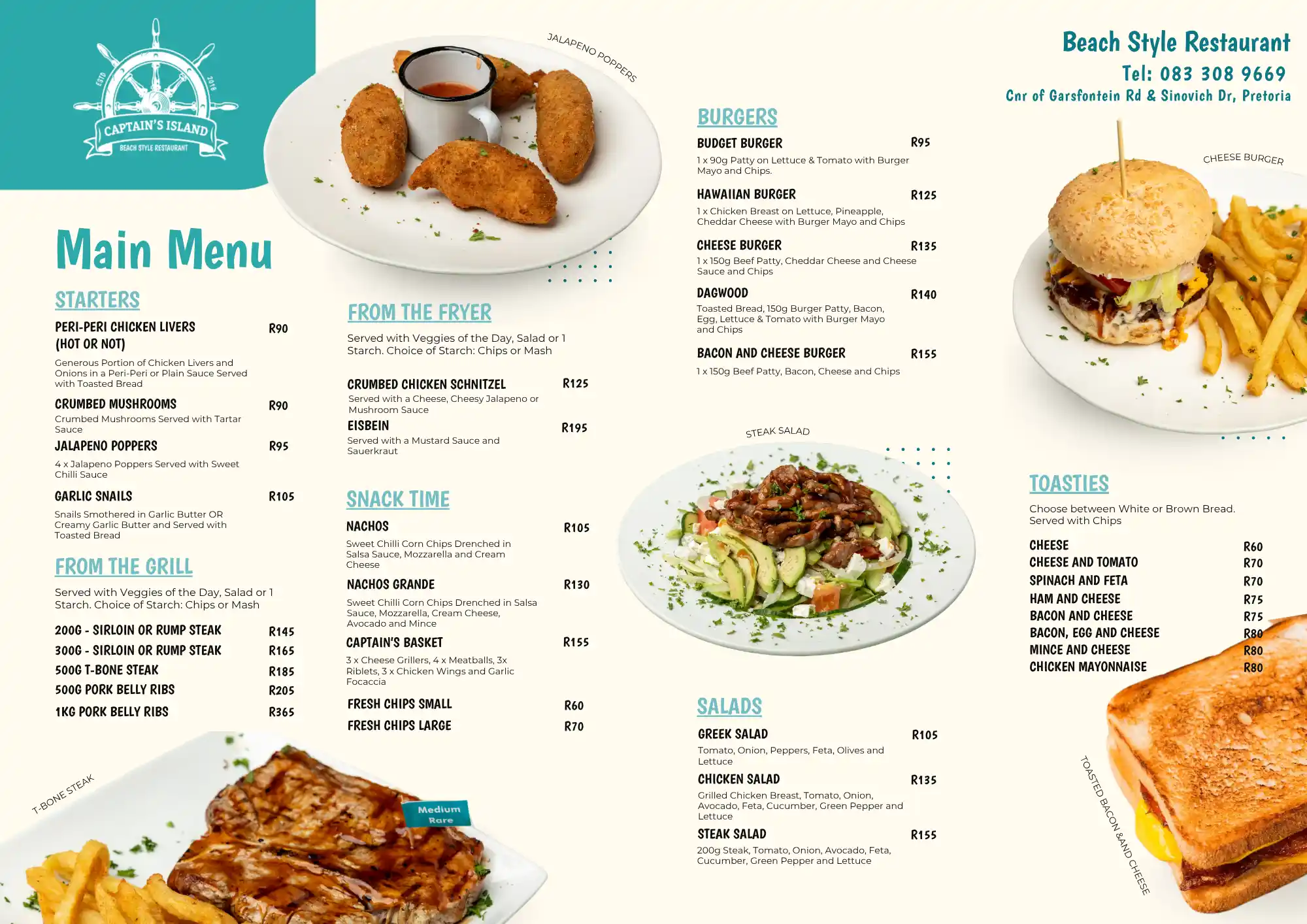 Captain's Island menu page 1